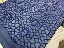 Royal Blue Elegant Design Embroidered 4 Way Stretch Sequin Fabric For Wedding Prom Dresses -Luxtex Store royal blue elegant design embroidered 4 way stretch sequin fabric for wedding prom dresses 696993