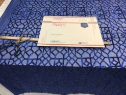 Royal Blue Elegant Design Embroidered 4 Way Stretch Sequin Fabric For Wedding Prom Dresses