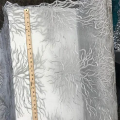 Silver-Bridal Wedding Mesh Lace Women Floral Fashion Fabric By Yard -Luxtex Store silver bridal wedding mesh lace women floral fashion fabric by yard 650159