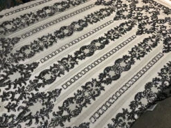 Silver Elegant Design Embroidered 4 Way Stretch Sequin Fabric For Wedding Prom Fashion Dresses -Luxtex Store silver elegant design embroidered 4 way stretch sequin fabric for wedding prom fashion dresses 290298