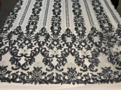 Silver Elegant Design Embroidered 4 Way Stretch Sequin Fabric For Wedding Prom Fashion Dresses -Luxtex Store silver elegant design embroidered 4 way stretch sequin fabric for wedding prom fashion dresses 571709