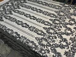 Silver Elegant Design Embroidered 4 Way Stretch Sequin Fabric For Wedding Prom Fashion Dresses -Luxtex Store silver elegant design embroidered 4 way stretch sequin fabric for wedding prom fashion dresses 884904