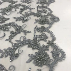 Silver Fine Embroidered Mesh Lace With Beads Bridal Wedding Fabric 15 Silver Fine Embroidered Mesh Lace With Beads Bridal Wedding Fabric -Luxtex Store silver fine embroidered mesh lace with beads bridal wedding fabric 531485