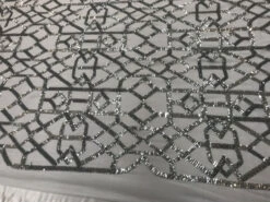 Silver High-Quality Decent Embroidery 4 Way Stretch Sequin Fabric For Tablecloths, Night-Gowns -Luxtex Store silver high quality decent embroidery 4 way stretch sequin fabric for tablecloths night gowns 140757