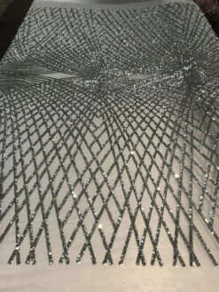 Silver Luxury Designed Embroidery Sequin 4 Way Stretch Fabric Sold By The Yard -Luxtex Store silver luxury designed embroidery sequin 4 way stretch fabric sold by the yard 616177