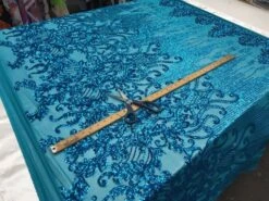 Turquoise Luxury Design Embroidered 4 Way Stretch Sequin Fabric Sold By The Yard -Luxtex Store turquoise luxury design embroidered 4 way stretch sequin fabric sold by the yard 943305
