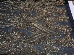 Unique Design Arabic Gold Embroidered 4 Way Stretch Sequin Fabric Sold By The Yard -Luxtex Store unique design arabic gold embroidered 4 way stretch sequin fabric sold by the yard 592367