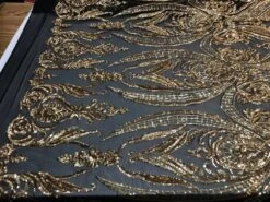 Unique Design Arabic Gold Embroidered 4 Way Stretch Sequin Fabric Sold By The Yard -Luxtex Store unique design arabic gold embroidered 4 way stretch sequin fabric sold by the yard 624615