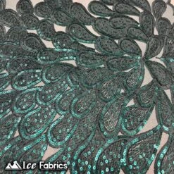 Vegas Peacock Sequin Lace Fabric On Mesh Fashion Fabric -Luxtex Store vegas peacock sequin lace fabric on mesh fashion fabric 854028