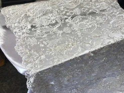 White Heavy Embroidery Bridal Design Beaded Mesh Lace Fabric -Luxtex Store white heavy embroidery bridal design beaded mesh lace fabric 526077