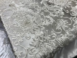 White Heavy Embroidery Bridal Design Beaded Mesh Lace Fabric -Luxtex Store white heavy embroidery bridal design beaded mesh lace fabric 787622