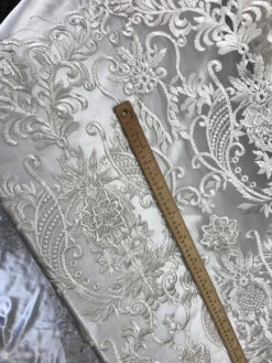 White Heavy Embroidery Bridal Design Beaded Mesh Lace Fabric -Luxtex Store white heavy embroidery bridal design beaded mesh lace fabric 796215