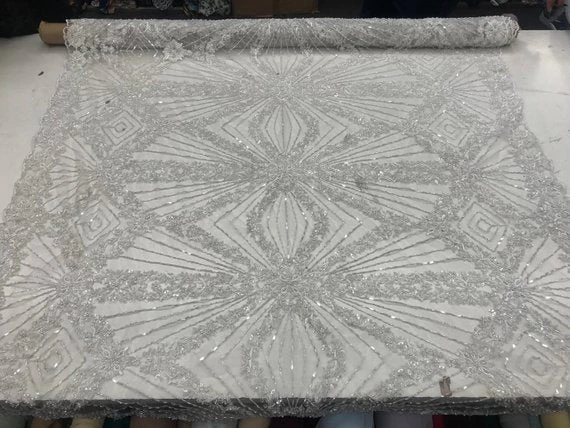 White Lace By The Yard Embroidered Lace With Beads And Sequins French Bridal Veil Wedding Decoration Home Women Fashion Prom Dresses 3 White Lace By The Yard Embroidered Lace With Beads And Sequins French Bridal Veil Wedding Decoration Home Women Fashion Prom Dresses