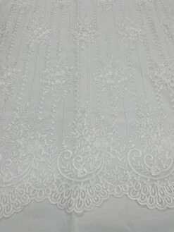 White Lace Fabric _ Embroidered Floral Flowers Lace On Mesh Fabric