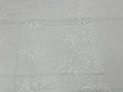 White Lace Fabric _ Embroidered Floral Flowers Lace On Mesh Fabric -Luxtex Store white lace fabric embroidered floral flowers lace on mesh fabric 923957
