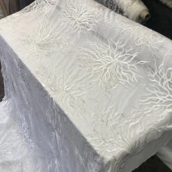 White Metallic Floral Embroidery Bridal Wedding Mesh Lace Fabric By The Yard -Luxtex Store white metallic floral embroidery bridal wedding mesh lace fabric by the yard 526796
