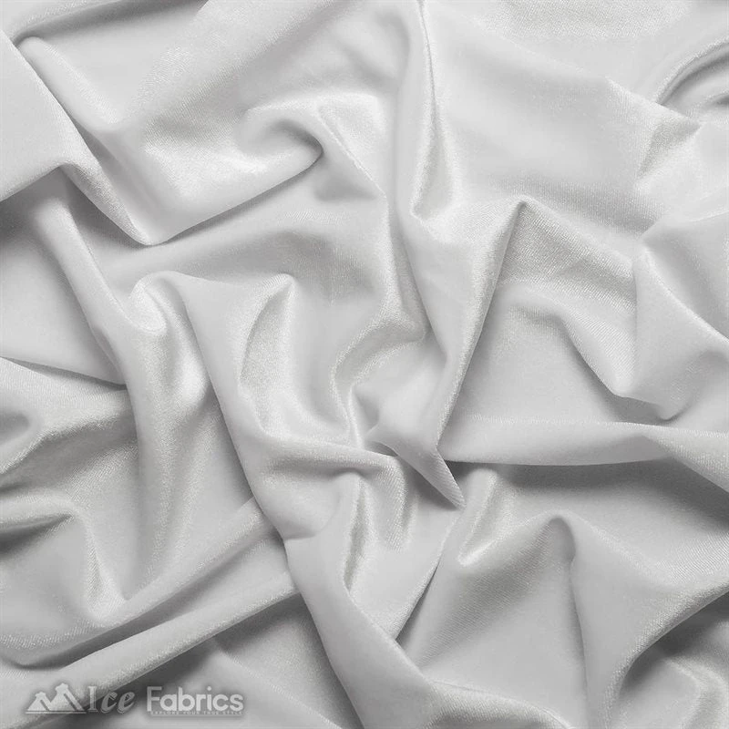 White Wholesale Velvet Fabric Stretch | 60" Wide 5 White Wholesale Velvet Fabric Stretch | 60" Wide - Image 3