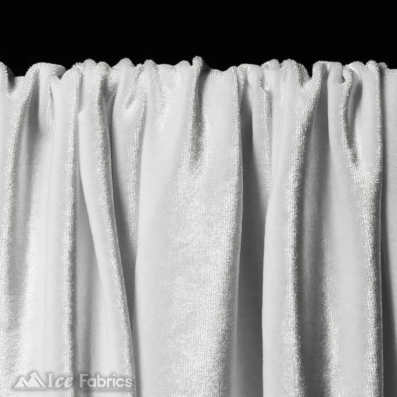 White Wholesale Velvet Fabric Stretch | 60" Wide 6 White Wholesale Velvet Fabric Stretch | 60" Wide - Image 4